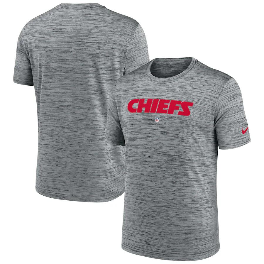 Men's Kansas City Chiefs Grey Velocity Performance T-Shirt Men's Kansas City Chiefs Grey Velocity Performance T-Shirt